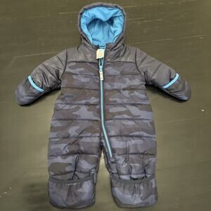 Carter's Blue Camo Snow Bunting 3-6 Month Puffer Hooded Full Zip EUC